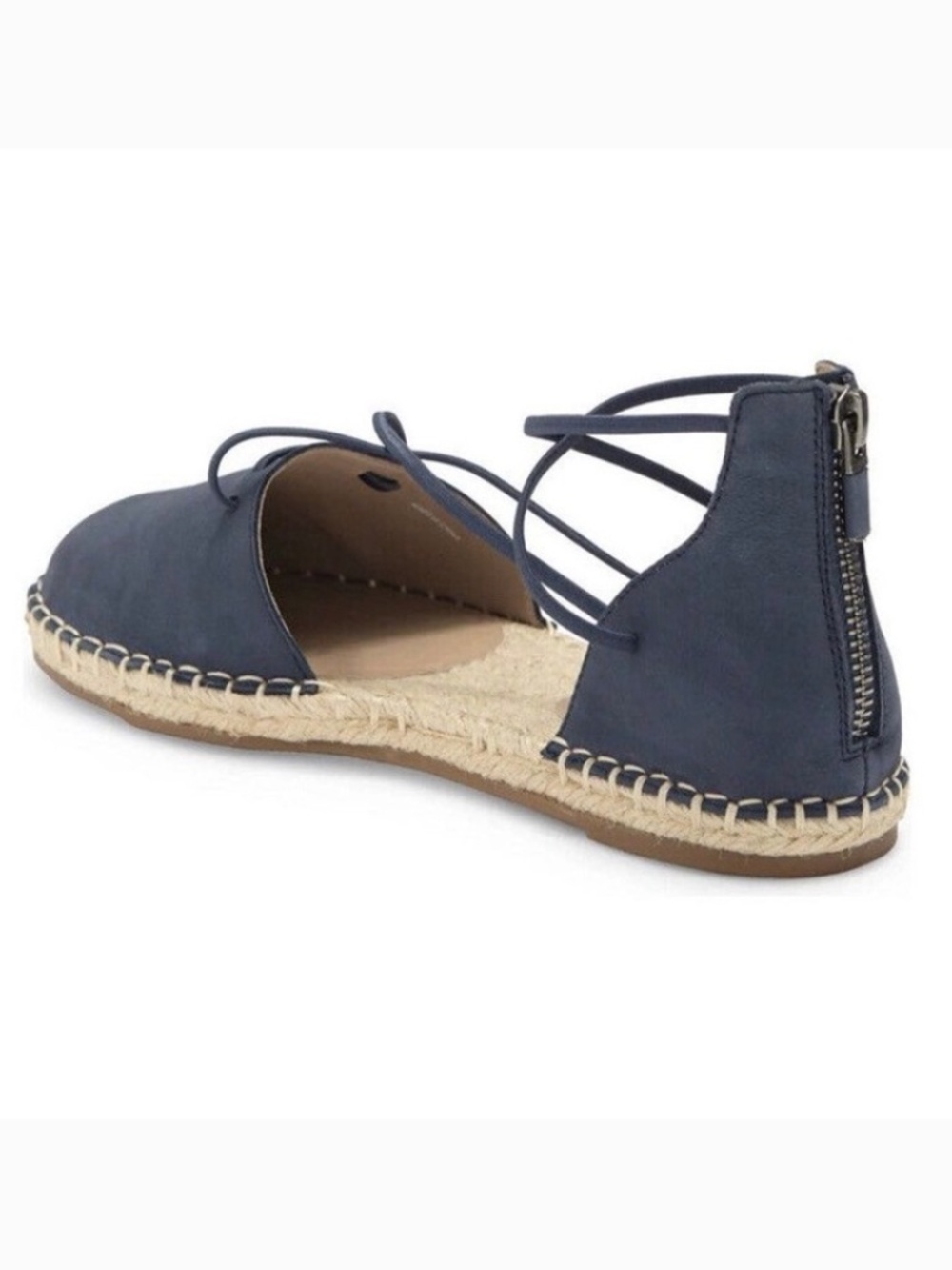 EILEEN FISHER Lace Women’s 7 Navy Blue Espadrille Flats Suede Old Money Casual - Picture 2 of 8